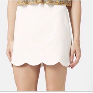 TOPSHOP white scalloped hem mini skirt